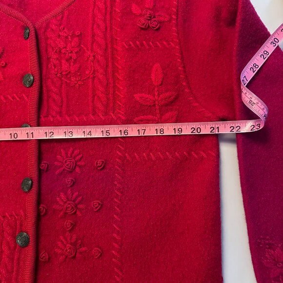 Vtg Embroidered Wool Lady Jacket Cardigan Christmas Sweater sz M - Picture 8 of 13